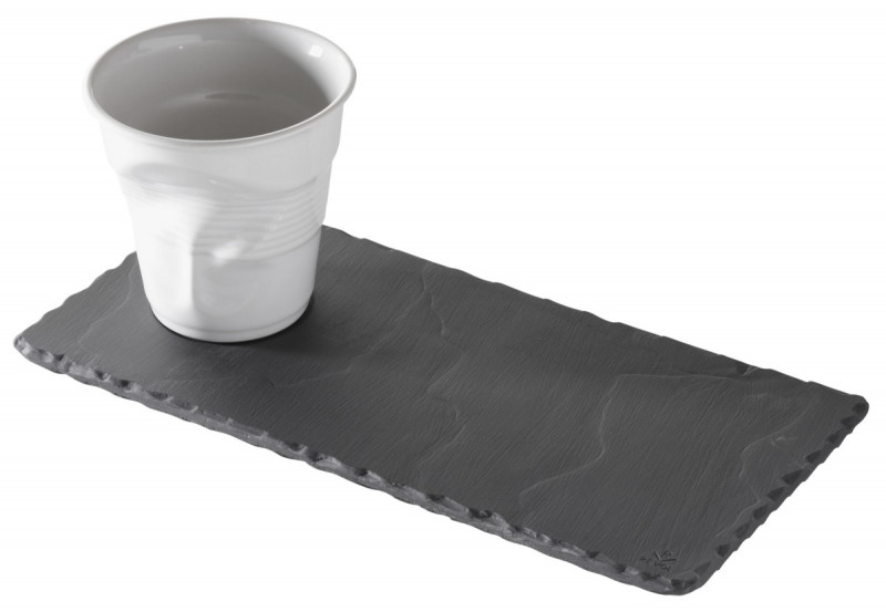 Sous-tasse à café gourmand rectangulaire ardoise porcelaine 25 cm Basalt Revol