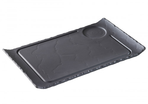 Assiette à burger rectangulaire noir porcelaine culinaire 33x20 cm Basalt Revol