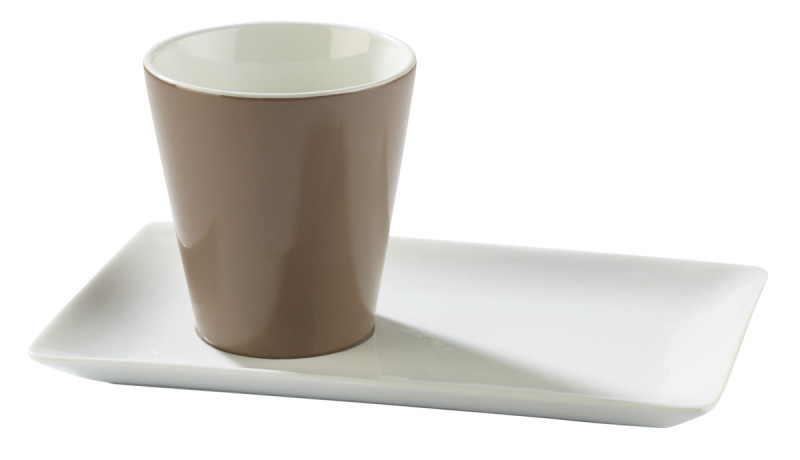 Sous-tasse à thé / déjeuner gourmand rectangulaire blanc porcelaine 21 cm Edina Pro.mundi