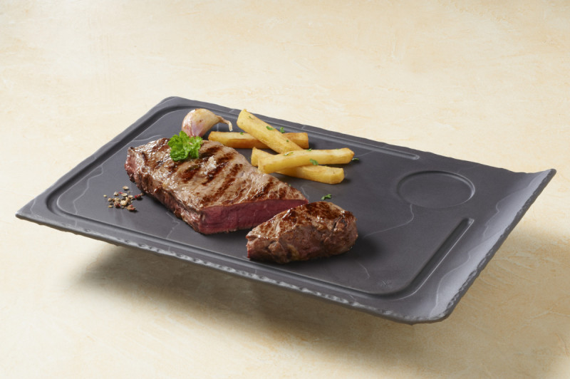 Assiette à steak rectangulaire noir porcelaine 33x22 cm Basalt Revol