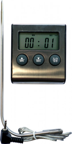 Horloge Ø 300 mm - ABS alu - Verre minéral - Thermomètre / Hygromètre LCD -  Sur pile
