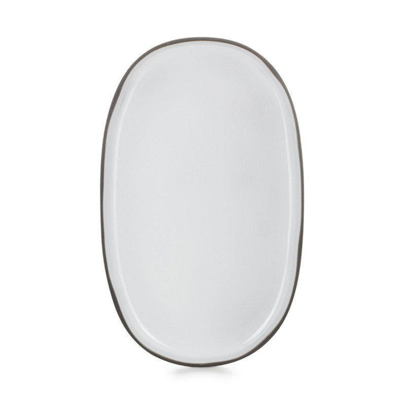 Assiette plate ovale blanc porcelaine 35,5x21,8 cm Caractere Revol