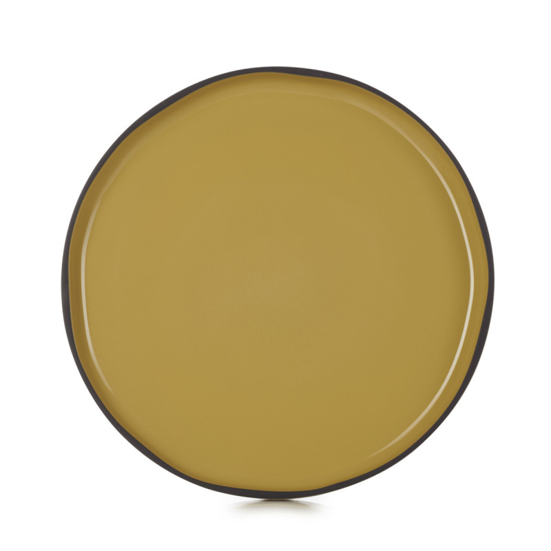 Assiette plate rond jaune porcelaine Ø 28 cm Caractere Revol