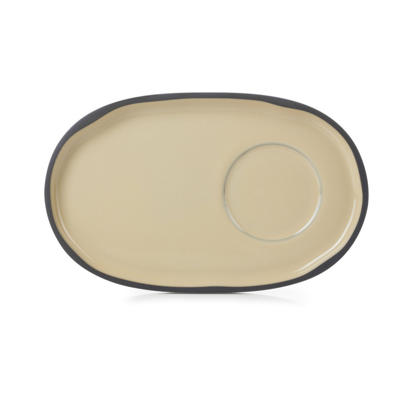 Sous tasse à thé ovale beige porcelaine 18 cm Caractere Revol