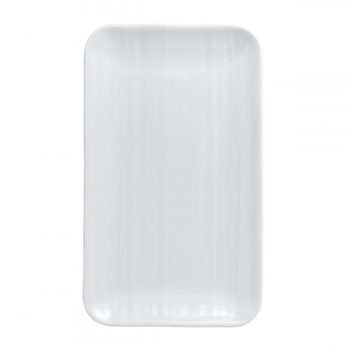 Assiette rectangulaire organique blanc porcelaine vitrifiée 27x16 cm White Dudson