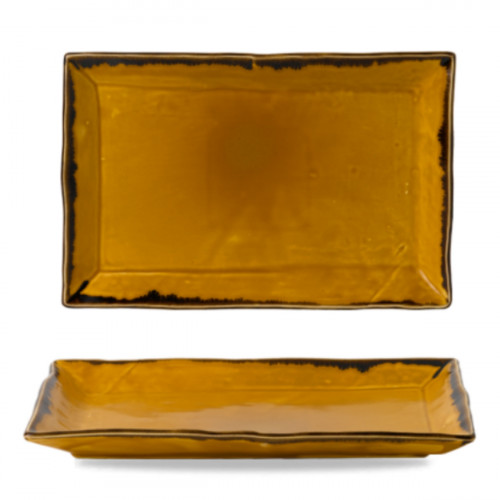 Assiette coupe plate rectangulaire jaune porcelaine vitrifiée 28,7x19 cm Harvest Dudson