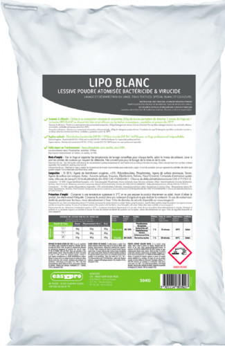 Sac de 20kg lessive poudre désinfectante