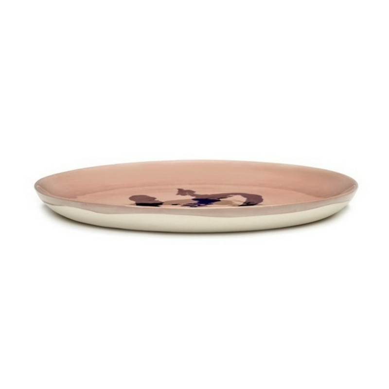 Assiette plate rond delicious pink poivron noir grès Ø 22,5 cm Feast By Ottolenghi Serax