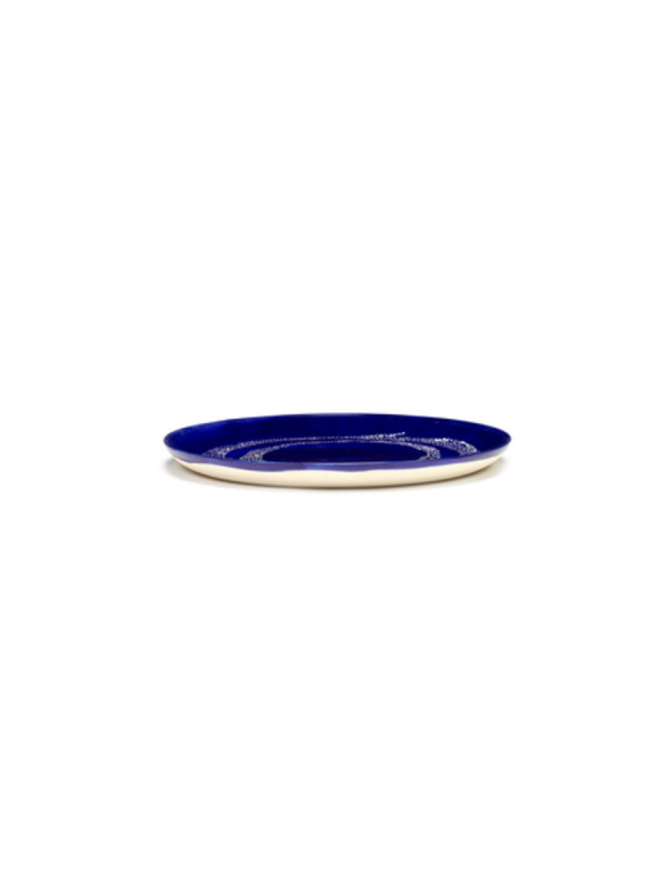 Assiette plate rond lapis lazuli swirl - points blancs grès Ø 26,5 cm Feast By Ottolenghi Serax