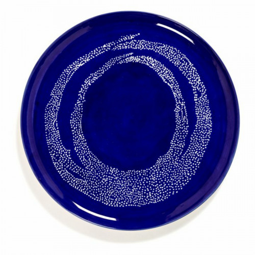 Assiette plate rond lapis lazuli swirl - points blancs grès émaillé Ø 35 cm Feast By Ottolenghi Serax