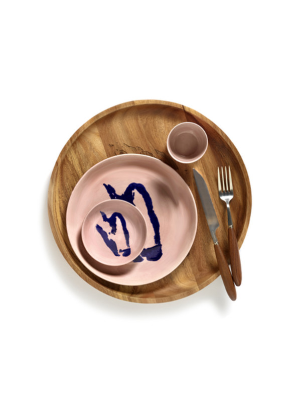 Assiette plate rond delicious pink poivron bleu grès Ø 22 cm Feast By Ottolenghi Serax