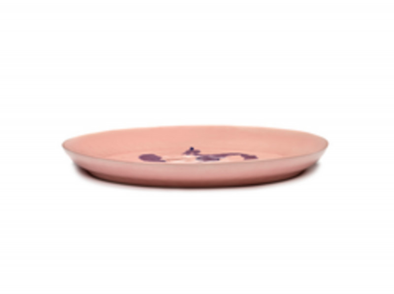 Plat de présentation rond delicious pink poivron bleu grès Ø 35 cm Feast By Ottolenghi Serax