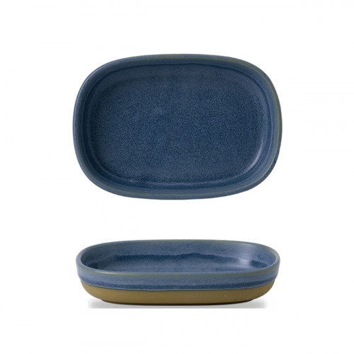 Plat à partager rectangulaire bleu porcelaine vitrifiée 17 cm Emerge Churchill