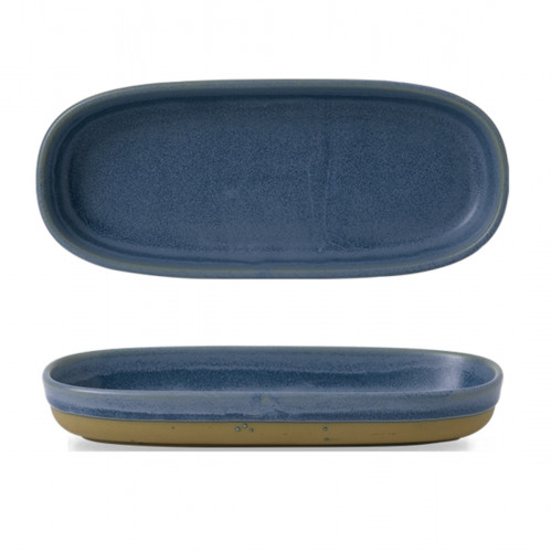 Plat à partager rectangulaire bleu porcelaine vitrifiée 23 cm Emerge Churchill