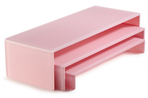 Set de 3 présentoirs résine Nacryl® rose 49,5x19,5x12 cm Mealplak