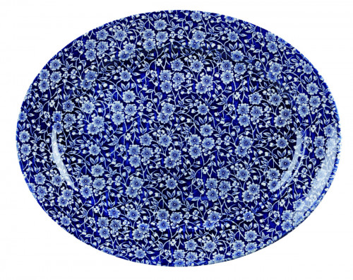Plat ovale Victorian Calico Bleu Willow porcelaine 36,5 cm Vintage Prints Churchill