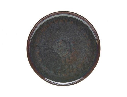 Assiette plate rond Marron Bleu grès émaillé Ø 22 cm Amber Accolade