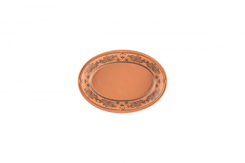 Assiette plate ovale Tero Décor Alexandria porcelaine 22x14,1 cm Earth Rak