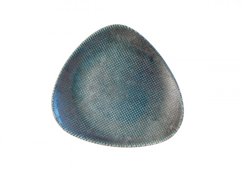 Assiette coupe plate triangulaire bleu porcelaine vitrifiée 26,5 cm Astro Churchill