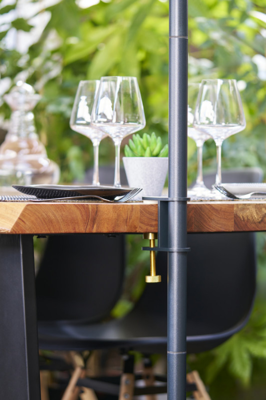 Fixation lampadaire led nomade sur parasol ou table droit noir graphite Paranocta