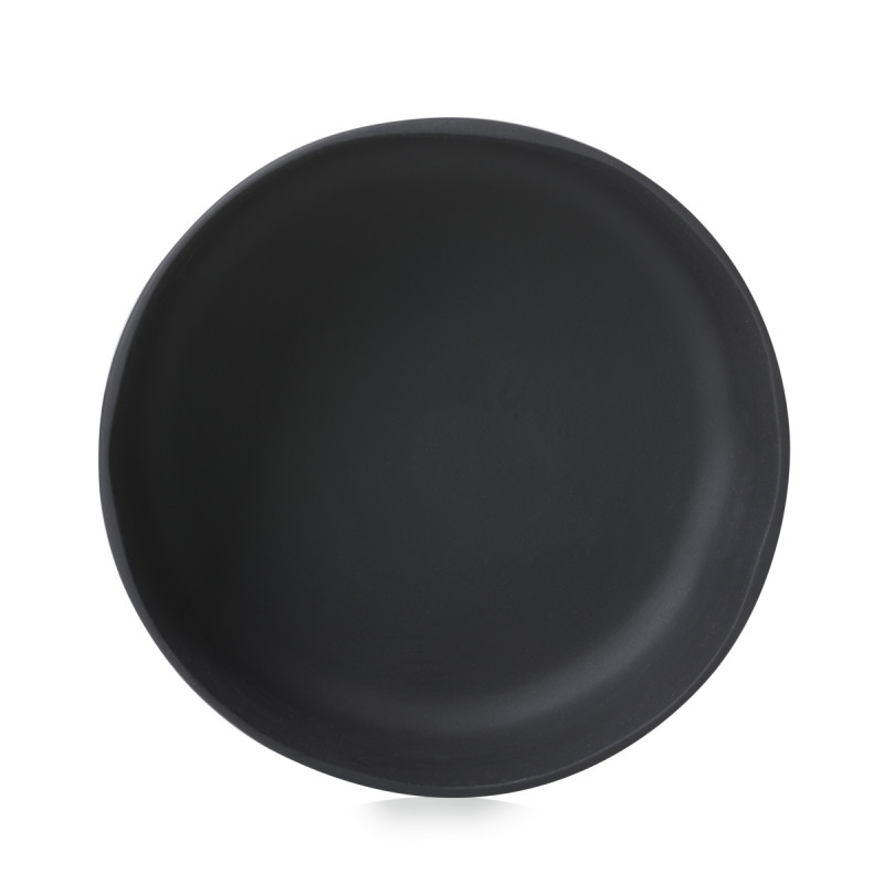 Assiette à bord droit rond noir porcelaine Ø 17 cm Caractère Revol