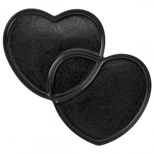 Assiette creuse double noir porcelaine 29x26,4 cm Cliché Rak