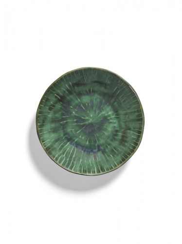 Plat de présentation rond vert grès émaillé 22 cm Ø 22 cm Verde Lanza Serax