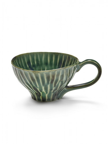 Tasse à cappuccino rond vert grès émaillé 14 cm Ø 14 cm Verde Lanza Serax