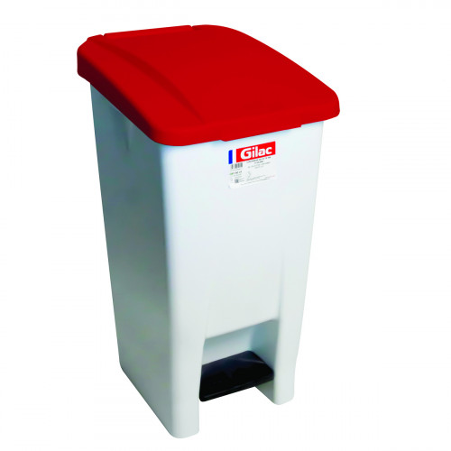 Collecteur à pédale plastique 60 L blanc Gilac
