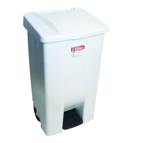Collecteur à pédale plastique 80 L blanc Gilac